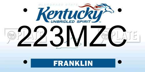 223MZC Kentucky License Plate
