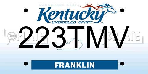 223TMV Kentucky License Plate