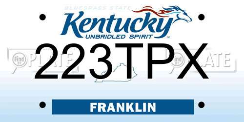 223TPX Kentucky License Plate