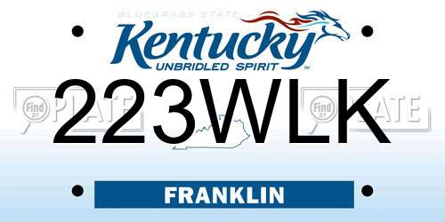 223WLK Kentucky License Plate
