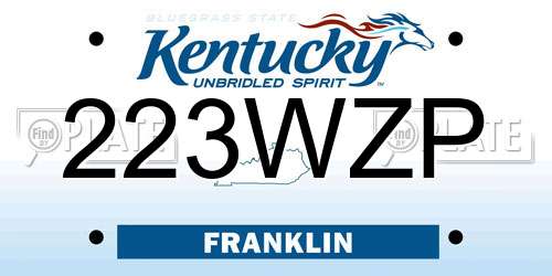223WZP Kentucky License Plate