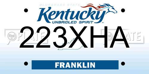 223XHA Kentucky License Plate