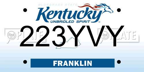 223YVY Kentucky License Plate