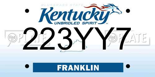 223YY7 Kentucky License Plate
