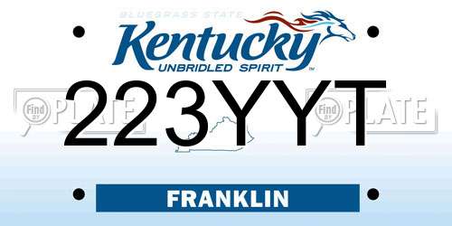 223YYT Kentucky License Plate