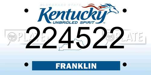224522 Kentucky License Plate