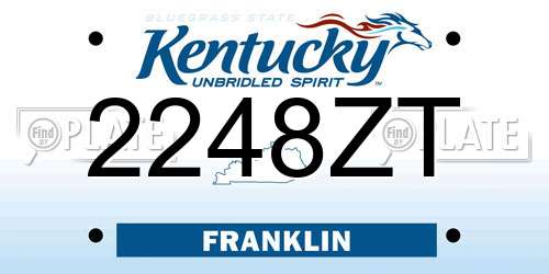 2248ZT Kentucky License Plate