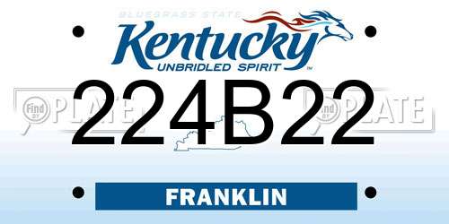 224B22 Kentucky License Plate