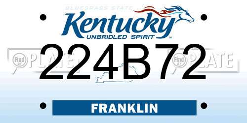 224B72 Kentucky License Plate