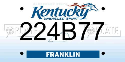 224B77 Kentucky License Plate