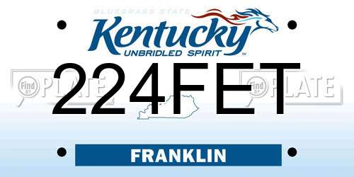224FET Kentucky License Plate