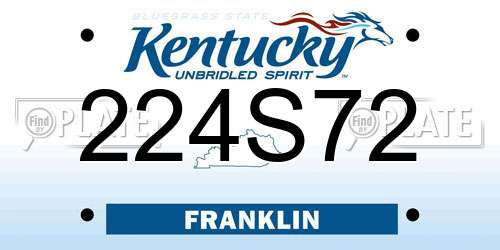 224S72 Kentucky License Plate
