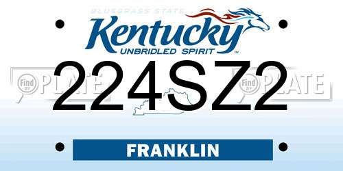 224SZ2 Kentucky License Plate