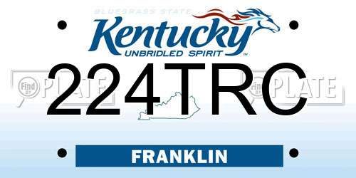 224TRC Kentucky License Plate