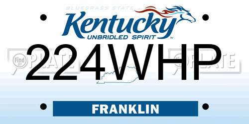 224WHP Kentucky License Plate