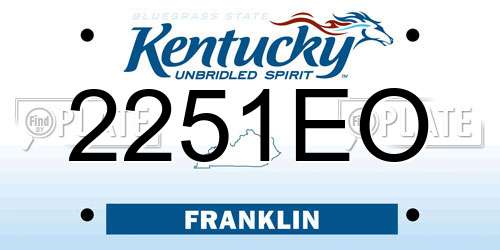 2251EO Kentucky License Plate