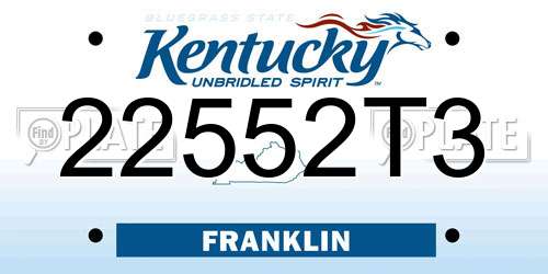 22552T3 Kentucky License Plate