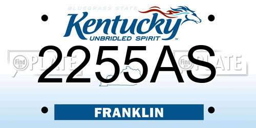 2255AS Kentucky License Plate
