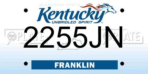 2255JN Kentucky License Plate