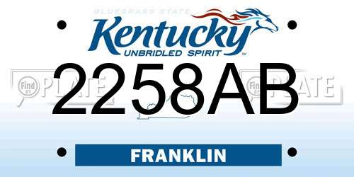 2258AB Kentucky License Plate