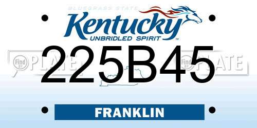225B45 Kentucky License Plate