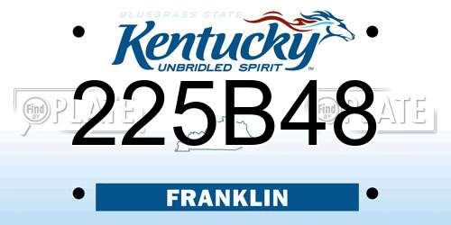 225B48 Kentucky License Plate