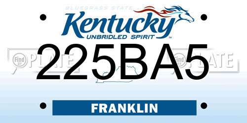 225BA5 Kentucky License Plate