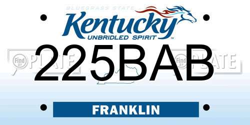 225BAB Kentucky License Plate