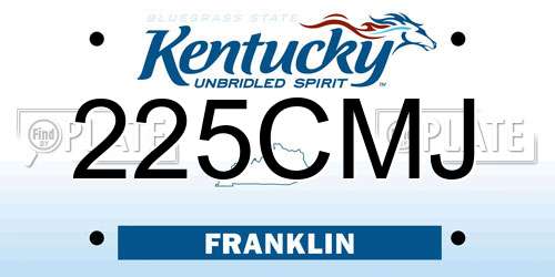 225CMJ Kentucky License Plate