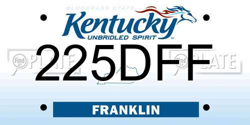 225DFF Kentucky License Plate