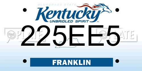 225EE5 Kentucky License Plate