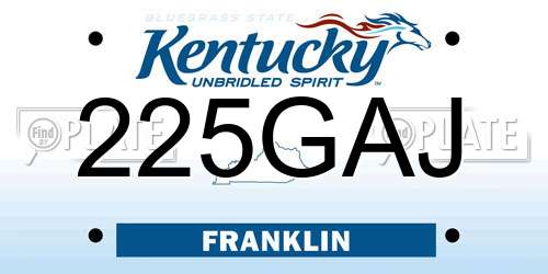 225GAJ Kentucky License Plate