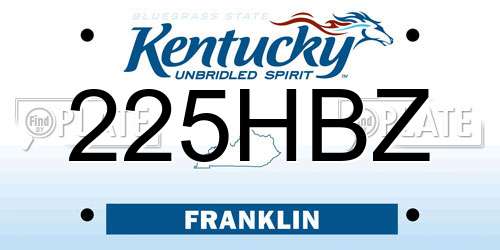 225HBZ Kentucky License Plate