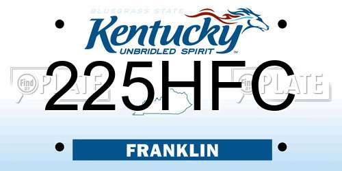 225HFC Kentucky License Plate