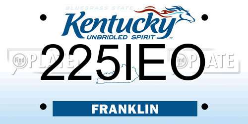 225IEO Kentucky License Plate