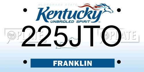 225JTO Kentucky License Plate