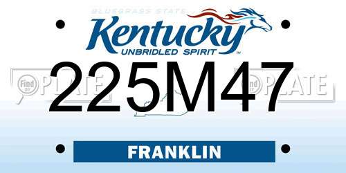 225M47 Kentucky License Plate