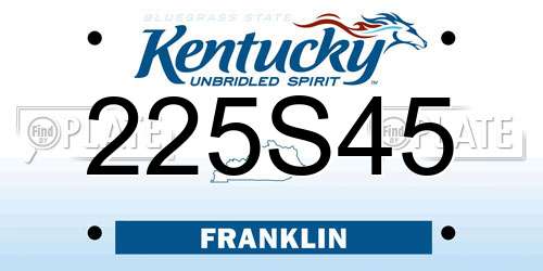 225S45 Kentucky License Plate