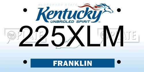 225XLM Kentucky License Plate