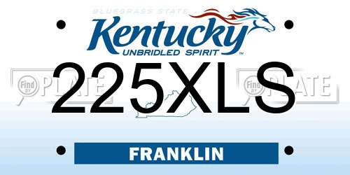 225XLS Kentucky License Plate