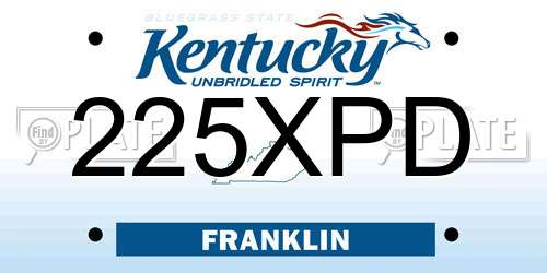 225XPD Kentucky License Plate