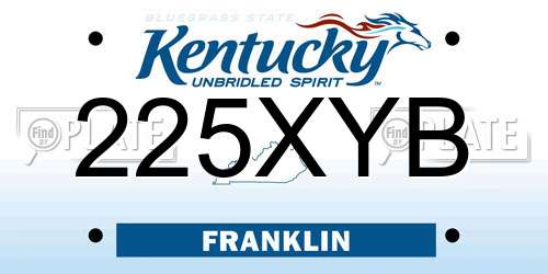 225XYB Kentucky License Plate
