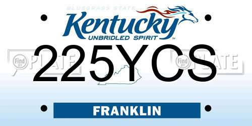 225YCS Kentucky License Plate