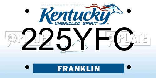 225YFC Kentucky License Plate