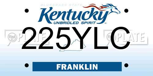 225YLC Kentucky License Plate