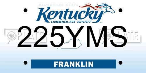 225YMS Kentucky License Plate