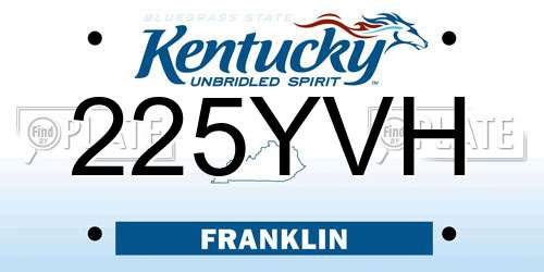 225YVH Kentucky License Plate
