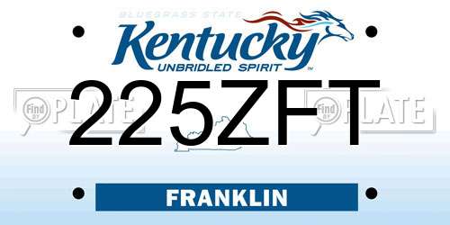 225ZFT Kentucky License Plate