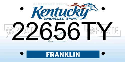 22656TY Kentucky License Plate