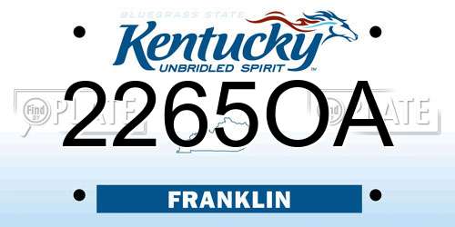 2265OA Kentucky License Plate